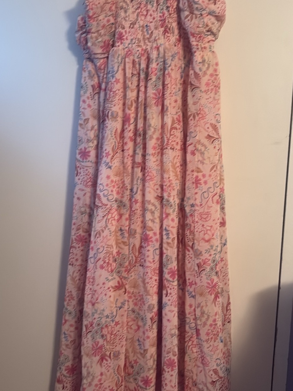 Abercrombie & Fitch Pink Floral Ruffle Strapless Maxi Dress - Picture 6 of 9